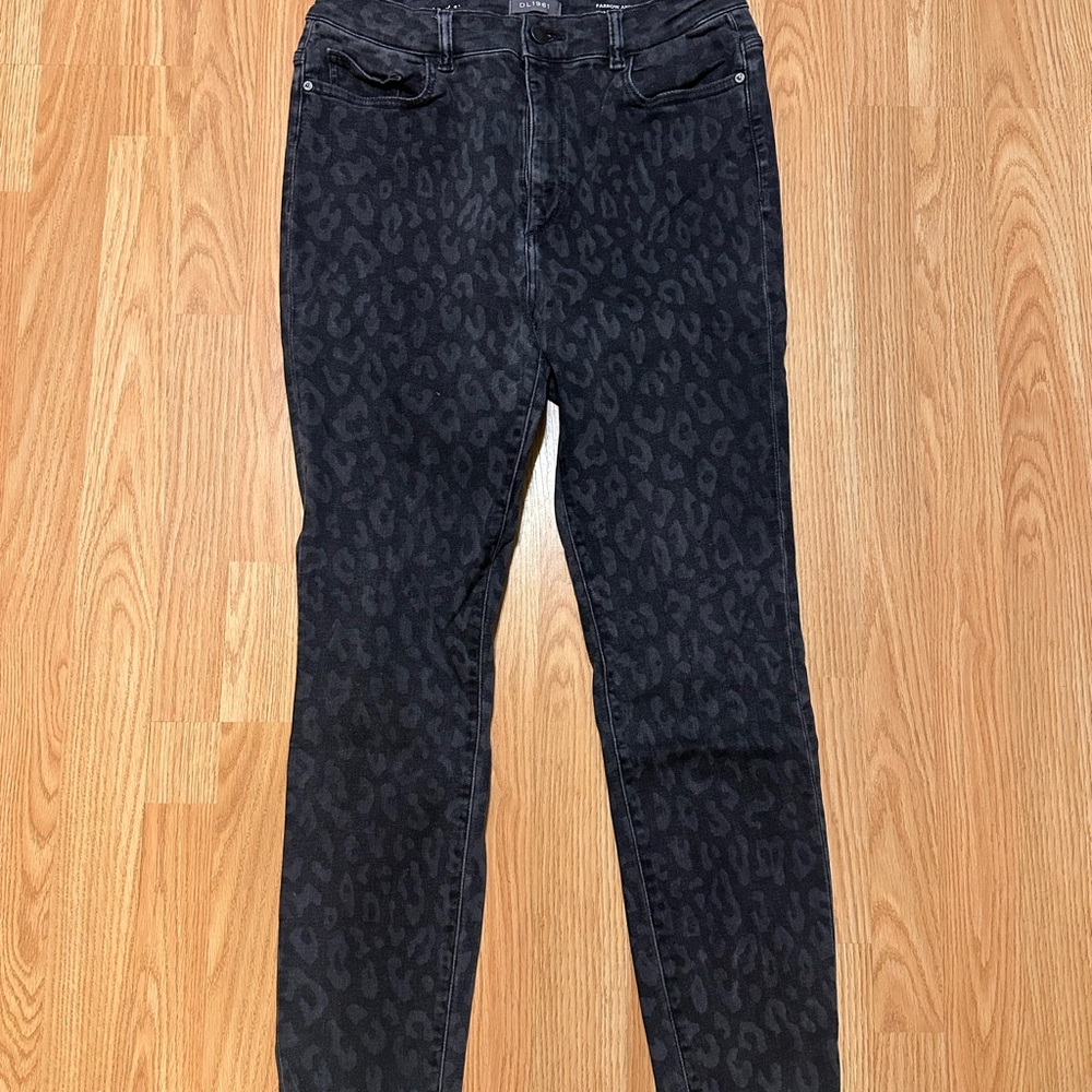 DL1961 Black Leopard Print Skinny Jeans